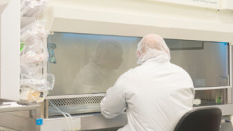 pharmacist working in a clean room