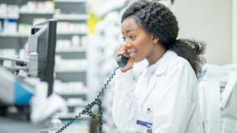 pharmacist taking on a phone