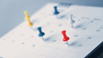 calendar with push pins