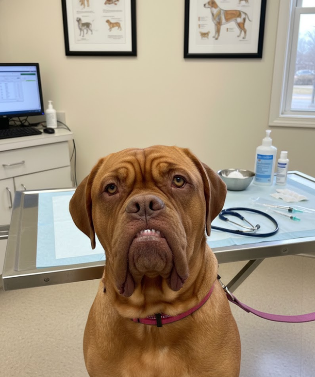 dog at vet
